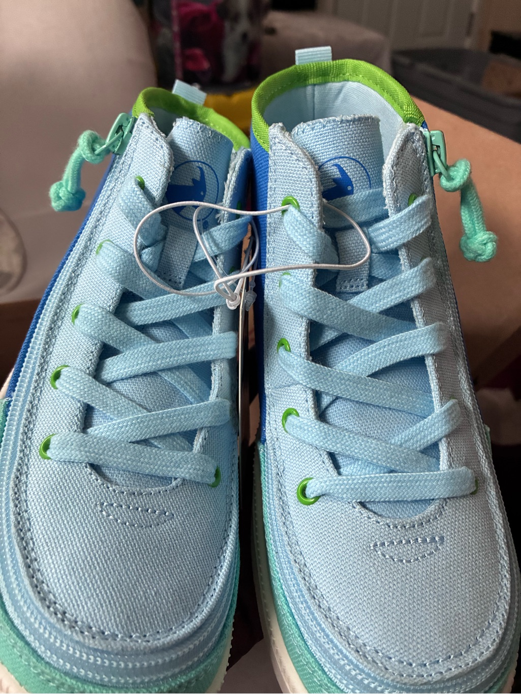 Kids Light Blue High Top Canvas Sneakers — image 2 of 6